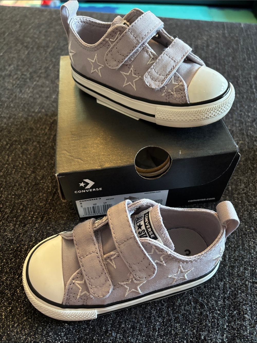 Converse Kids Lavender Gray Star Velcro Sneakers
